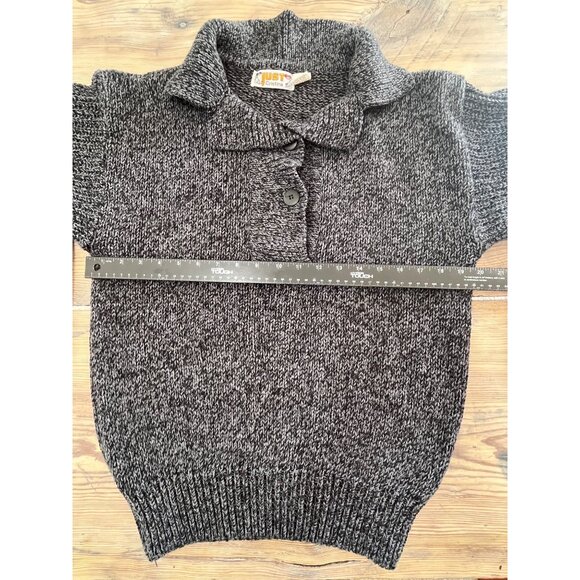 VTG Just Cristina Chunky Collared Sweater Womens M Gray Fisherman Core - Picture 4 of 5